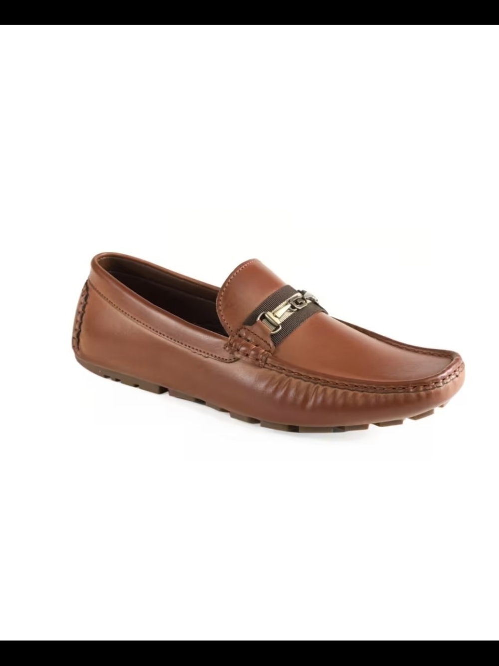 Guess Men's Brown Leather Bit Driving Loafers